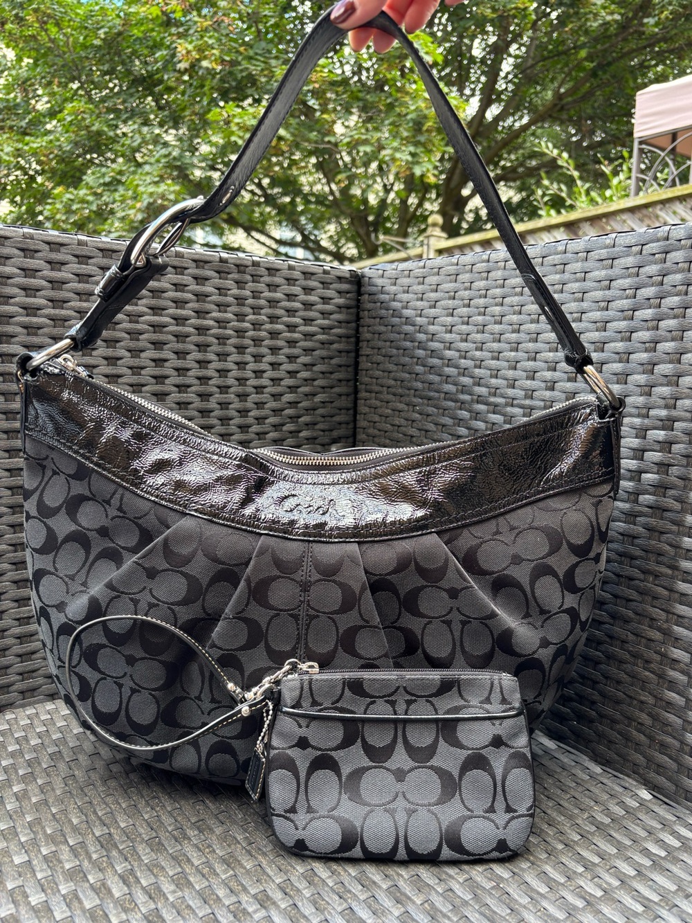 Coach 2009 Large Soho Hobo Signature C Monogram Canvas Matching Set F13741